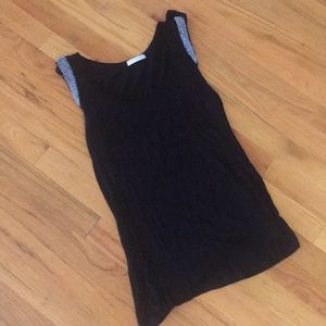 Black tank with beaded sleeve detail